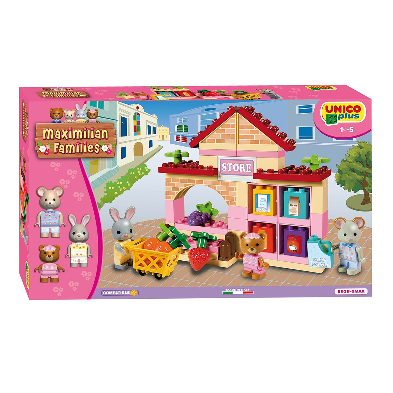 Τουβλάκια Mini MarketMaximilian Families 60τμχ, Unico Plus