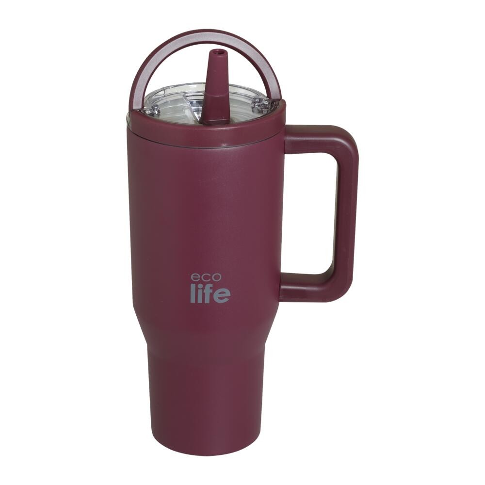  Ποτήρι Θερμός Tumbler 2 Handles Lid 900ml Cranberry, ecolife 
