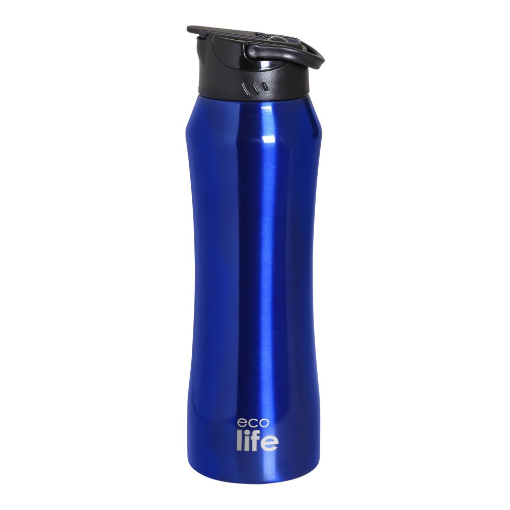 Παγούρι Θερμός με Καλαμάκι Μπλε 550ml, Ecolife