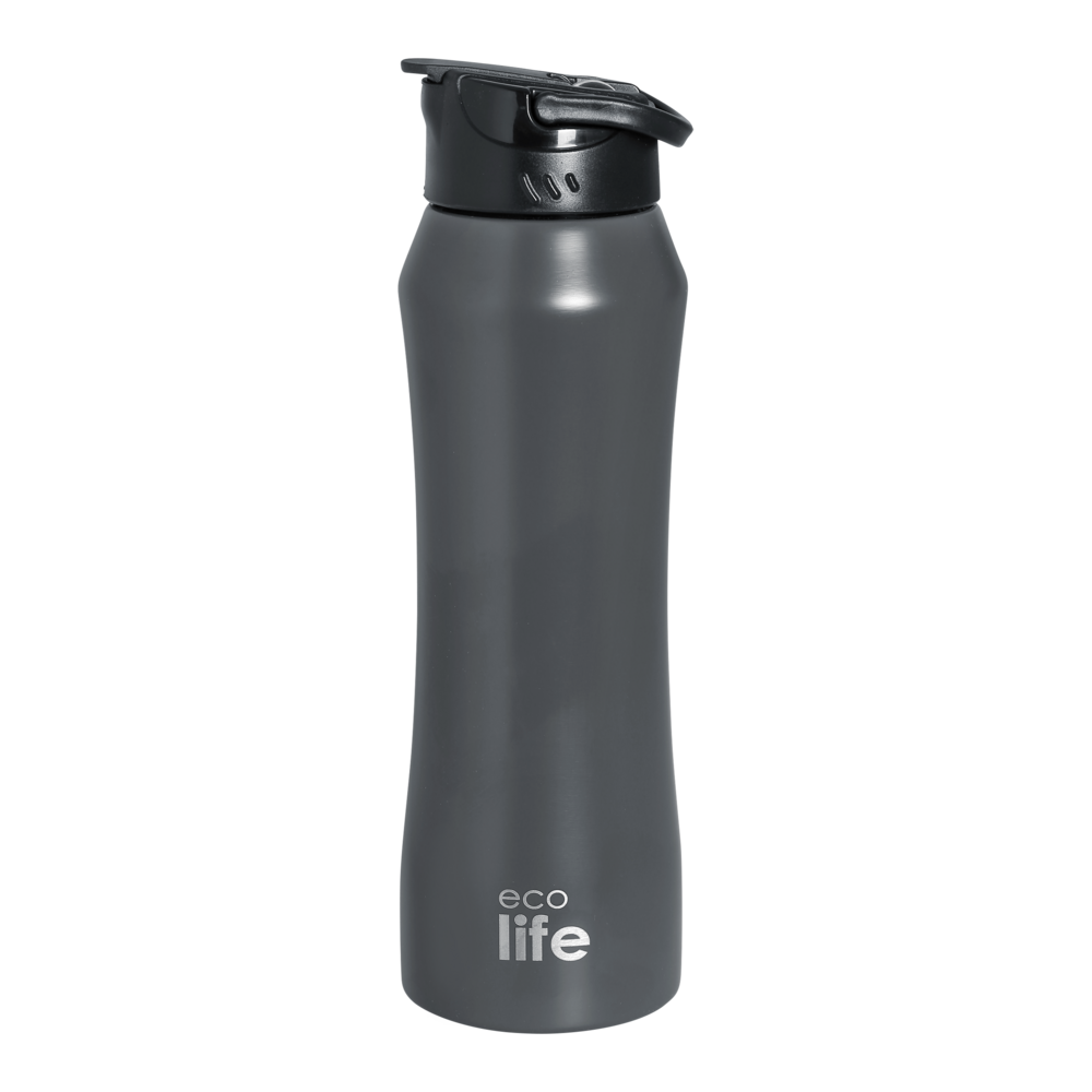 Παγούρι Θερμός με Καλαμάκι Γκρι 550ml, Ecolife