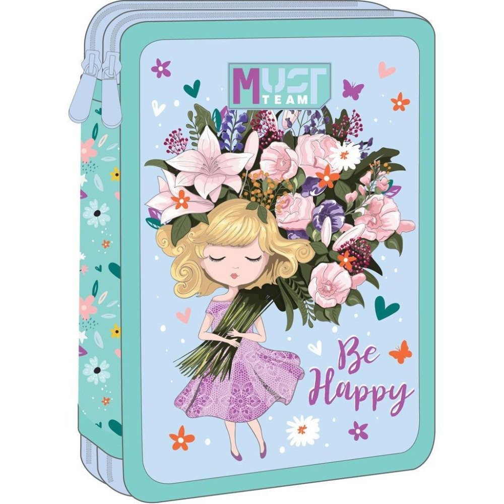 Κασετίνα Διπλή Γεμάτη Be Happy, Must