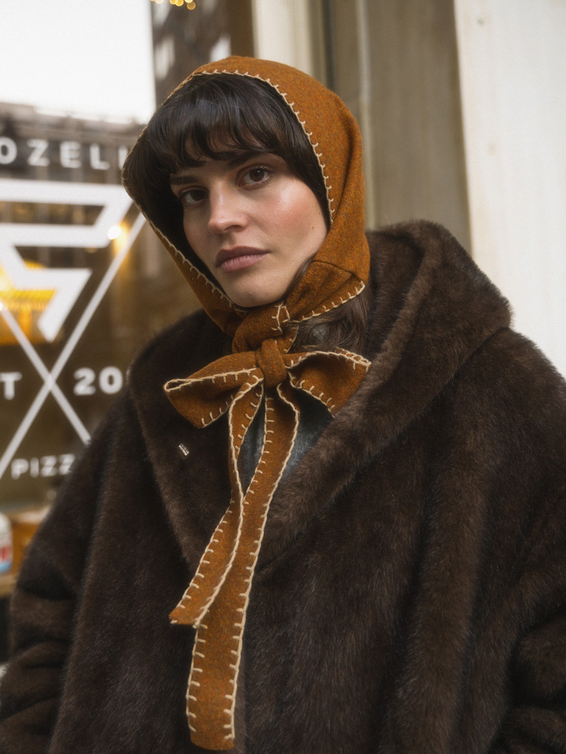 Warm Brown Hooded Scarf